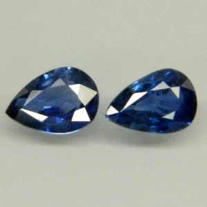 COPPIA SPETTACOLARE! 1,45CT.RICH AAA FIORDALISO ZAFFIRO BLU PERA CEYLON 7x5MM. - Foto 1 di 4