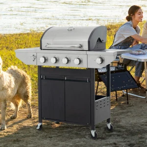 Propane Grill 4 Burner Barbecue Grill Stainless Steel Gas Grill with Side Burner - Picture 1 of 10