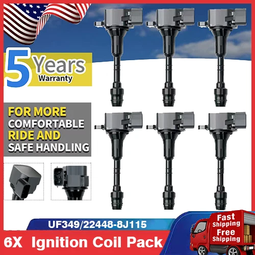6PCS Ignition Coils UF349 for Nissan Altima Frontier Maxima Quest Pathfinder V6 - Image 1 of 4