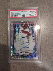 2024 Bowman Sterling James Wood Prospect Auto Speckle Refractor /99 PSA 10  - Bild 1 von 2