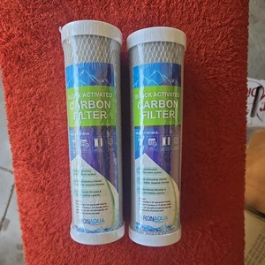 2X Ronaqua / Block Activated Coconut Shell Carbon Filter/ 5 Micron / 9.87"x2.5" - Picture 1 of 3