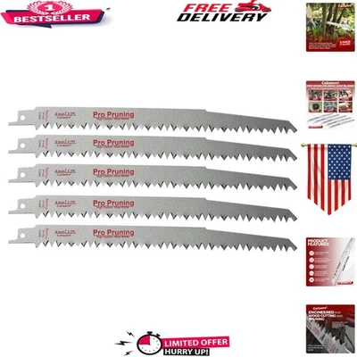 Paquete de 5 hojas de sierra recíprocas de 9 pulgadas para podar madera - duraderas y eficientes Foto 1 de 4