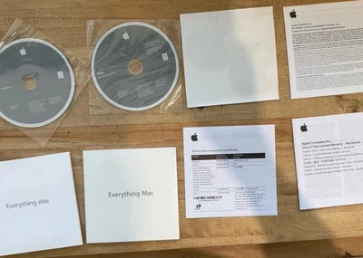 Apple iMac OS X 10.4.7 Install Discs 1 and 2 Vintage Mac  W/ Manual & Stickers! - Image 1 of 3
