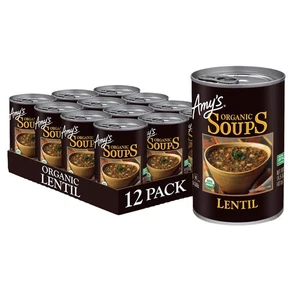 Latas de sopa de lentejas orgánicas 14,5 OZ paquete de 12 - Imagen 1 de 12