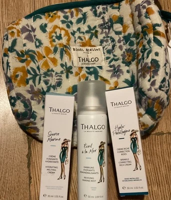 Thalgo Beaute Marine-3 Products in a Thalgo Floral Print Cosmetic Bag-New - Image 1 of 4