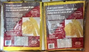 2 PAIRS! Boss 3XL Rain Coat Jacket,pants,hood Rainsuit 35 mil 2x XXXL Yellow USA - Picture 1 of 11
