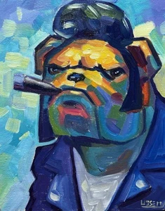 🔥Original Oil Painting: "Butch" Bulldog | David Ussery 8x10 Cradled Wood Panel - Picture 1 of 22