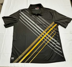 Fila Golf Polo Shirt Black Mens L Geometric Abstract Graphic 100% Polyester - Picture 1 of 7