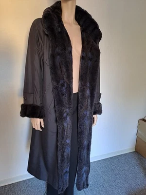 Pelzmantel Reine Seide / Nerzinnenfutter ausreissbar / Fb. blau-schwarz / ungetr - Bild 1 von 4