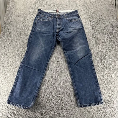 Tommy Hilfiger Jeans Mens 36x30 Blue Dark Wash Cotton Relaxed Denim Baggy - Image 1 of 4