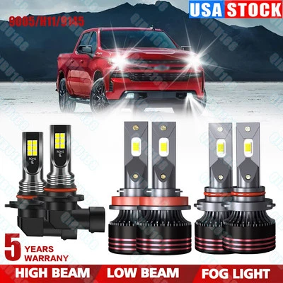For Dodge RAM 1500 2500 3500 2016 2017 2018 6000K LED Headlights+Fog Light Bulbs - Image 1 of 4