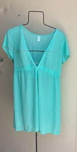 Tropical Escape Swimwear Beach Cover-Up Women's Size Medium Sea Green V-Neck - Picture 1 of 4