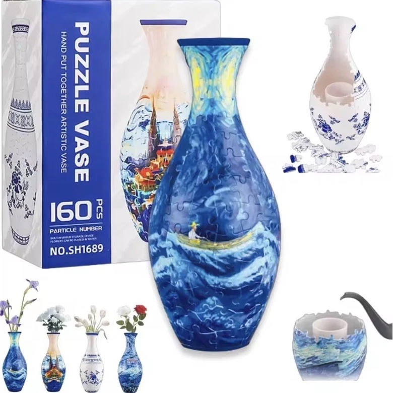 Florero rompecabezas curvado 3D 160 piezas hágalo usted mismo decoración del hogar arte regalo Foto 1 de 4