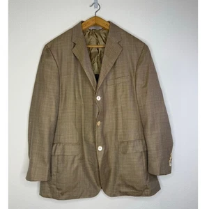 Samuelsohn Vintage Wolle Seide Leinen Mischung Hellbraun Tweed Herren Blazer Gr. 44 Regular - Bild 1 von 10