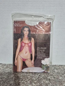 Leg Avenue talla única para la mayoría 81044 2 piezas Babydoll tazas con cordones y cordón rosa rojo - Imagen 1 de 2