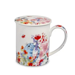tealogic Tasse Fiona Katzen XL Teetasse mit Sieb und Deckel 0,5L Porzellan - Bild 1 von 1