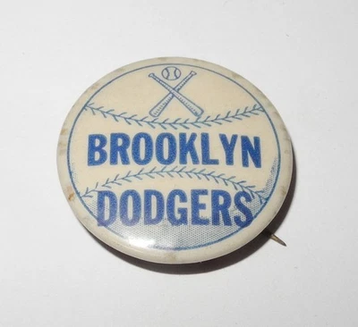 1950-е Бейсбол Brooklyn Dodgers Скрещенные Летучие мыши Стадион Сувенирная Булавка Кнопка - Изображение 1 из 2