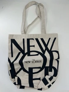 Borsa tote in tela The New Yorker nera e crema con logo nuova senza etichetta - Foto 1 di 2