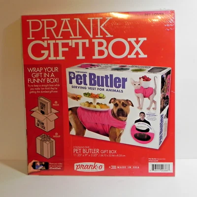 Prank o Gag Gift Box Pet Butler Serving Vest LARGE Present Wrapping NEW Empty - Image 1 of 4