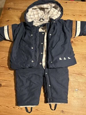 Kanz Baby Anzug 68 Winter Zweiteiler Latzhose Anorak Kuschelig Warm Dunkel Blau - Bild 1 von 4