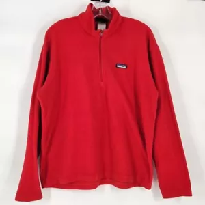 Patagonia Maglione Uomo Grande Synchilla Fleece 1/2 Zip Rosso Vintage Leggero - Foto 1 di 6