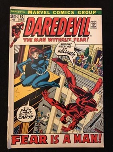 DAREDEVIL 90 4.5 MARVEL 1972 TEAR LEFT BOTTOM PICTURE FRAME ORIGIN WIDOW DDED - Picture 1 of 3