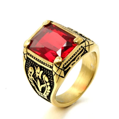 Anillo de sello para hombre de acero inoxidable vintage cuadrado multicolor piedra cóctel fiesta Foto 1 de 4