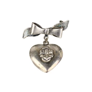 Broche lazo corazón hinchado vintage de la Segunda Guerra Mundial USN de la Marina de los Estados Unidos - Imagen 1 de 6