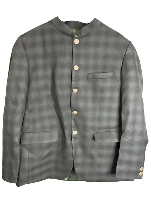 Chaqueta hombre French Crown. Talla 44, color negro y verde, blazer cuello mandarina Foto 1 de 4