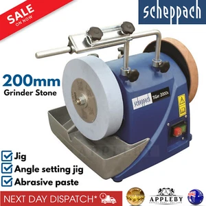 Scheppach Tiger 200mm Wet Sharpener Stone Grinder Chisel Knife Blade Sharp Tool - Picture 1 of 12