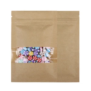 Brown Kraft Clear Window Zip Seal Flat Bag for Blue Corn Tortilla Chips Products - Picture 1 of 6