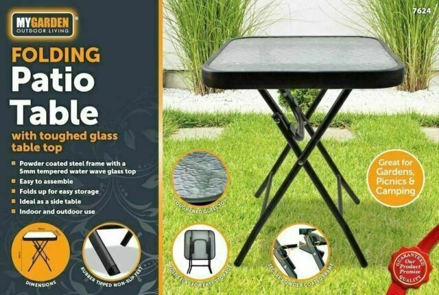 My Garden P5TRMSW 40 X 40 X 60 cm Folding Garden Patio Table - Black