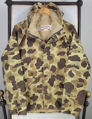VTG CABELAS Size Medium Mens Jacket Gore Tex Made in USA Cloud Camo Shell Hood - Image 1 of 4