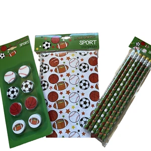 Sport Thema Schreibwaren Spirale Notizbuch Radierer Bleistifte Kinder Party Vorratspaket - Bild 1 von 14