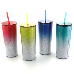 Gibson Home Rainbow Blast 4 Piece 21 Ounce Sparkly Tumbler Set in Assorted Colo