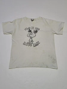 (#4)Vintage Peanuts This Is My Happy Face  Carowinds Short Sleeve  Youth L White - Picture 1 of 6