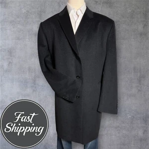 JOSEPH ABBOUD Men's 56R Wool Blend Overcoat Charcoal Gray Coat - Picture 1 of 14