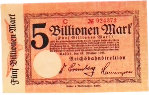 1923 Alemania REICHSBAHN 5 billones / 5.000.000.000.000 de marcos CASSEL en muy buen estado - Imagen 1 de 2