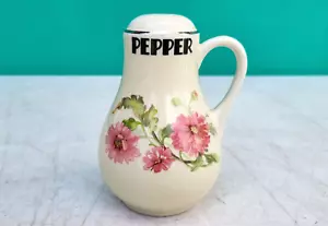 Hall China MUMS Pepper Shaker Range Size Handled 1940s Pink Floral Decal - Picture 1 of 10