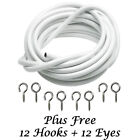 Window Cord Cable Net Curtain With Wire Eyes & Hooks Various Lengths Available