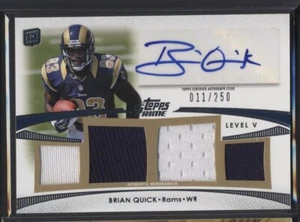 2012 Topps Prime Brian Quick 4 Piece Jersey /250 Swatch Auto Card Autograph Rams - Picture 1 of 2