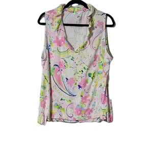 Crown & Ivy Womens PXL Floral/Paisley Sleeveless Ruffle Neck Boho Blouse - Picture 1 of 6