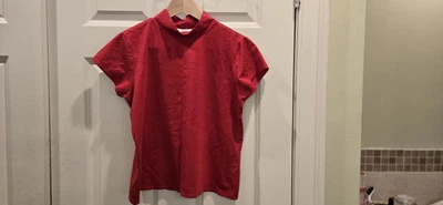 Camisa vermelha cereja 100% seda Liz Claiborne anos 90 vintage tamanho 6 - Imagem 1 de 4