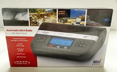 Maxx Digital Automatic Weather Alert Radio Alarm Clock S.A.M.E Digital MX-CR01NW - Image 1 of 4