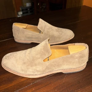 FRYE Herren Chris Venezianische Halbschuhe Asche Gewachstes Wildleder Slipper Schuhe Größe 10,5 D - Bild 1 von 12