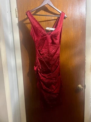 NICOLE MILLER WOMEN 2 XS RED STRETCH COCKTAIL PARTY PROM DATE DRESS - Image 1 of 2