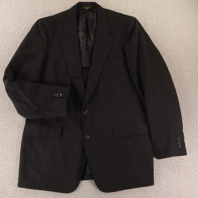 Chaqueta de Colección Hopsack L LT 44L Blazer de Lana Negra EE. UU. 1/4 Forrada Transpirable Verano Foto 1 de 4