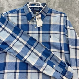 Ralph Lauren Shirt Men's size XL performance flannel classic fit blue plaid work - Picture 1 of 19