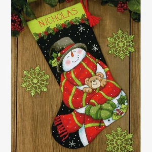 Dimensions Needlepoint Kit - Snowman and Bear Stocking - Picture 1 of 1