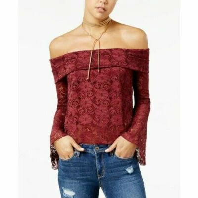 American Rag Juniors' Size M Lace Off-The-Shoulder Crop Top NWT Free Ship - Image 1 of 4